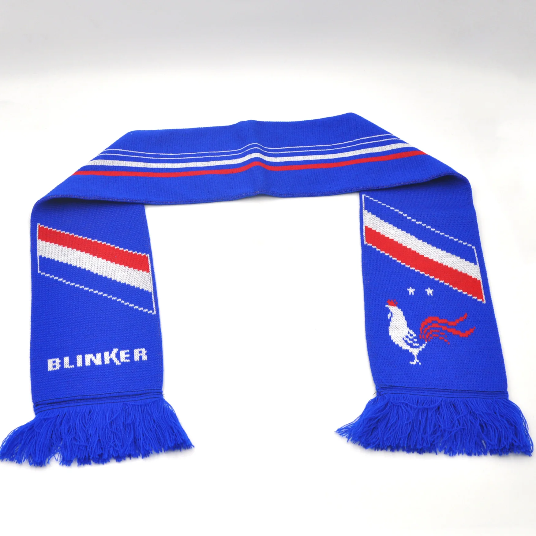 Customised Logo Adult Winter Double Layer OEM Soccer Jacquard Scarf Soccer Jacquard Knit Fan Scarf  Football Scarfs