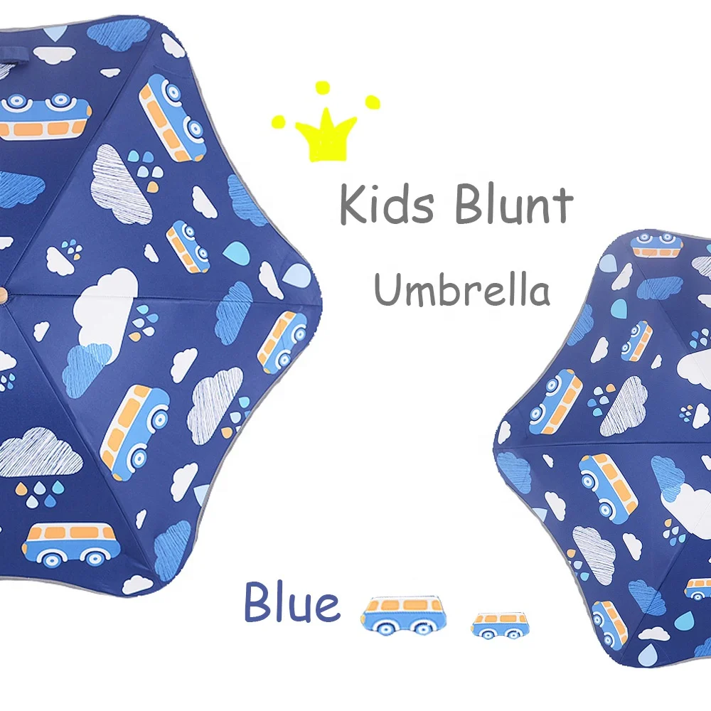 
Reflective Strip Blunt Umbrella Black Coating Round Corner Kids Straight Umbrella 