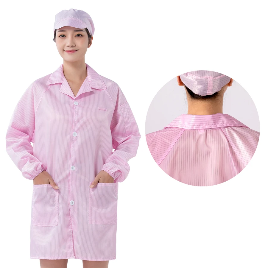 High quality Dust-free Antistatic Dustproof  Food Processing Uniform esd Lab Coat and esd clothes
