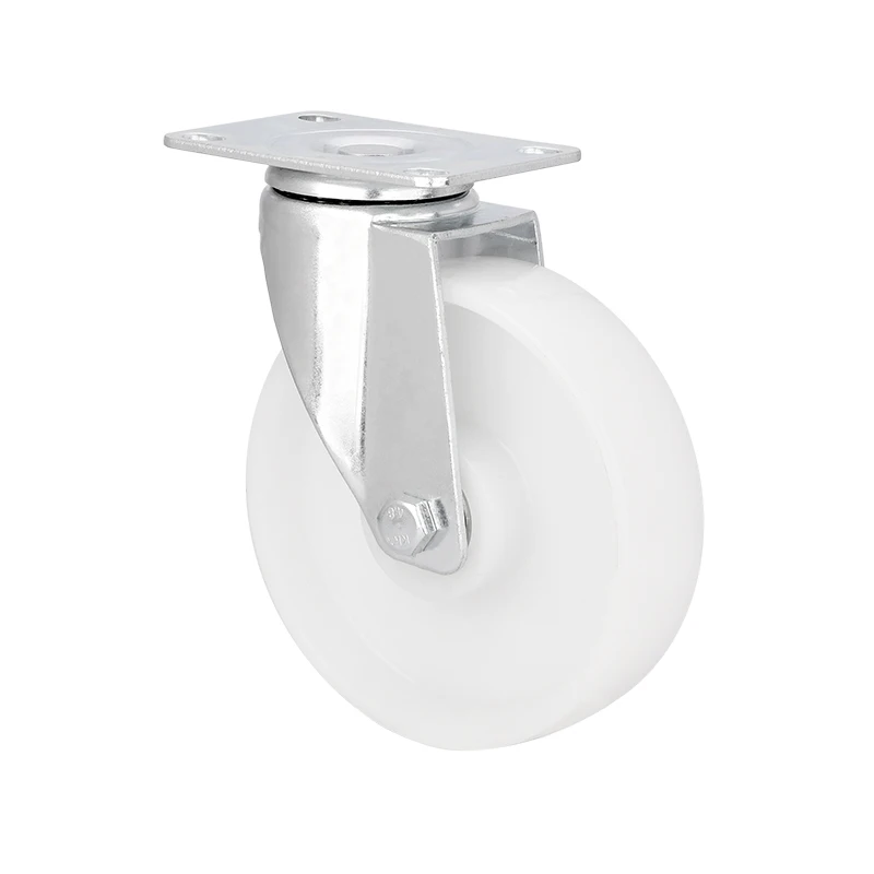 5 Inch Industrial Nylon Caster Wheels Metal Steel with Gimbal Rotation Wheel Caster Top Plate Style for Trolley Casters