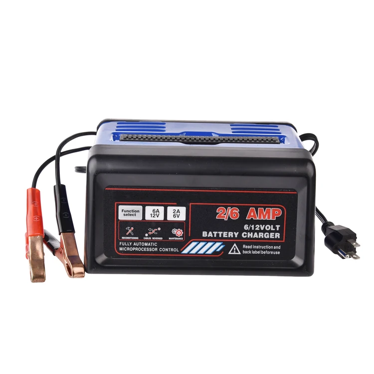 Automatic 2/6A Car Battery Charger 6V 12V Factory Plug Connection 1-Year Warranty