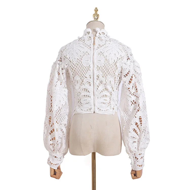 На заказ 2021 летняя блузка для женщин сексуальная открытая укороченная блузка с рукавами-пузырями кружевная женская рубашка с вышивкой