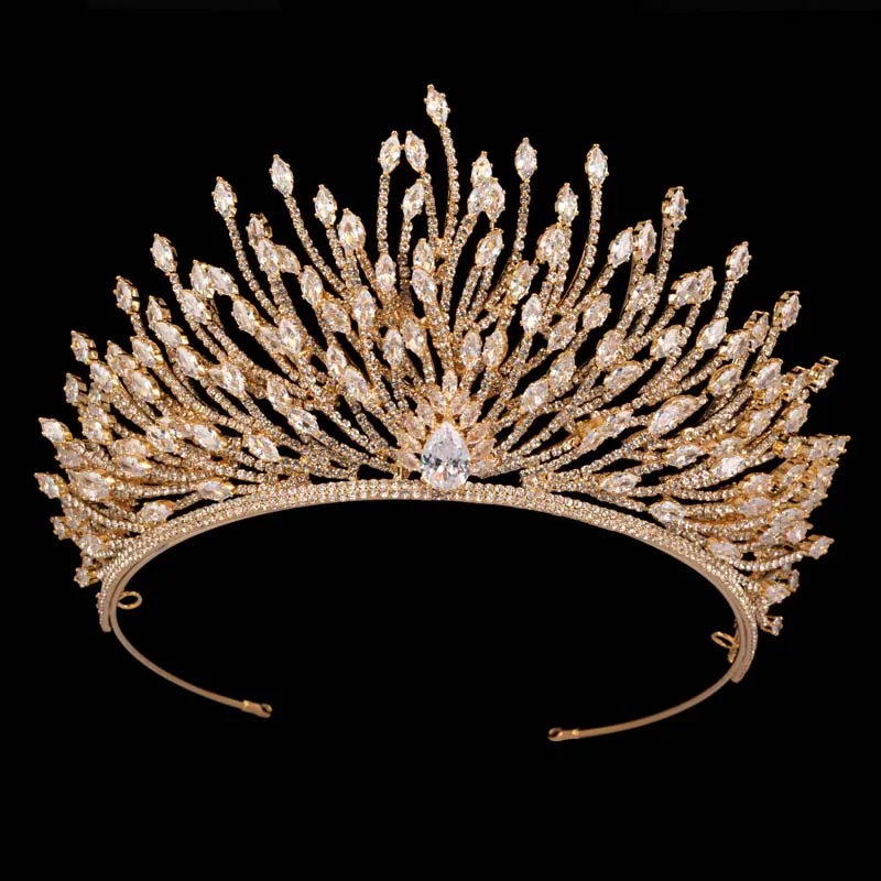HOMECOMING PARTY CROWN CUBIC ZIRCON TIARA HAIRBAND HEADPIECES LUXURY WEDDING JEWELRY FOR WOMEN BC6447