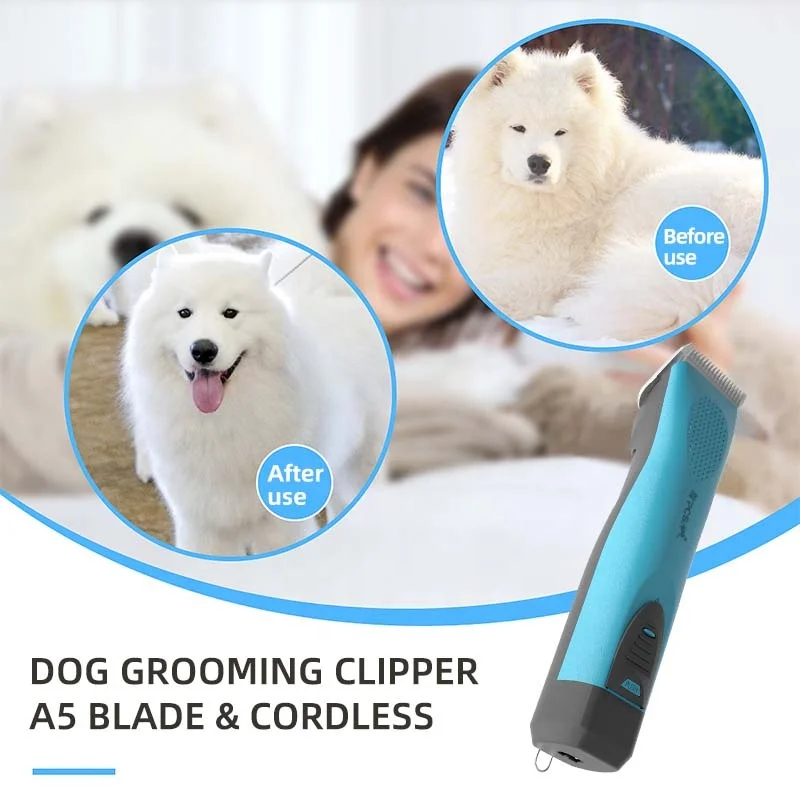A5 2-Speeds Dog Grooming Clippers kit Professional Cordless Animal Dog Grooming Clippers with Detachable 7F 10# 30# Blades