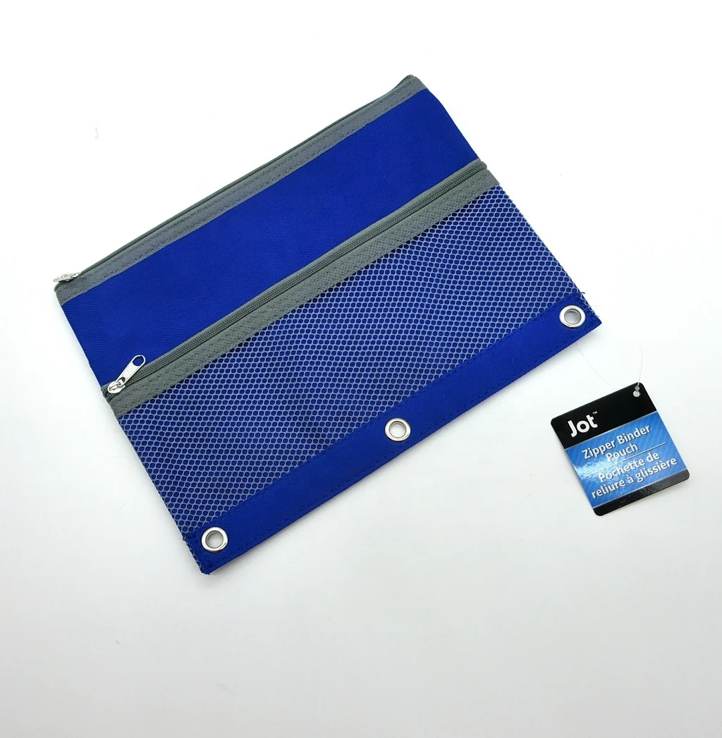 
Factory Price Ready To Ship Promational Office And School 600D Polyester Frabic Mesh Zipper Pencil Bag 