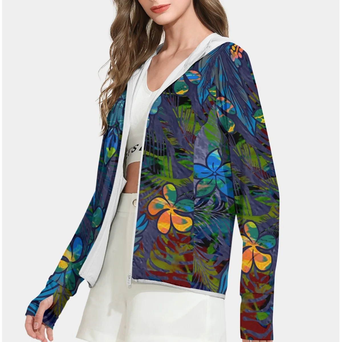 Exclusive Customization Samoan Style Polynesian Hibiscus Print Exquisite Fashionable Sun Protection Clothing Print On Demand
