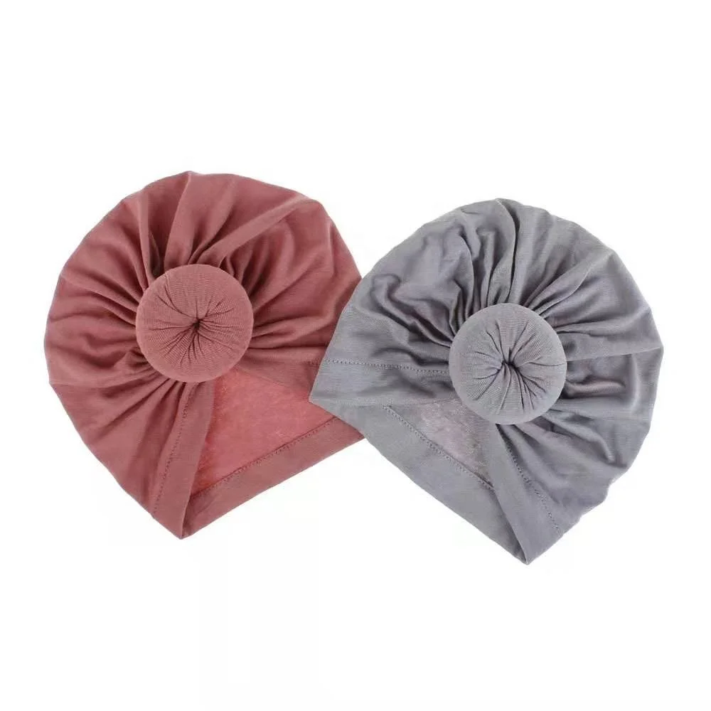 
Newest Style Fashionable Attractive Solid Color Reusable Baby Girls turban headbands Bow Turbans Hats 