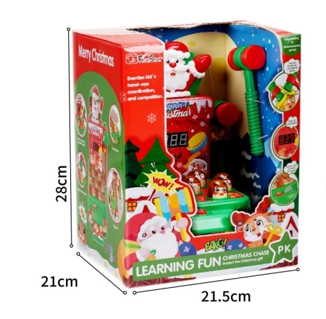 FiveStar Christmas Season Gift Whack A Mole Game With Music Educational Interactive Pounding Toy 2 Players Battle Toys for kids