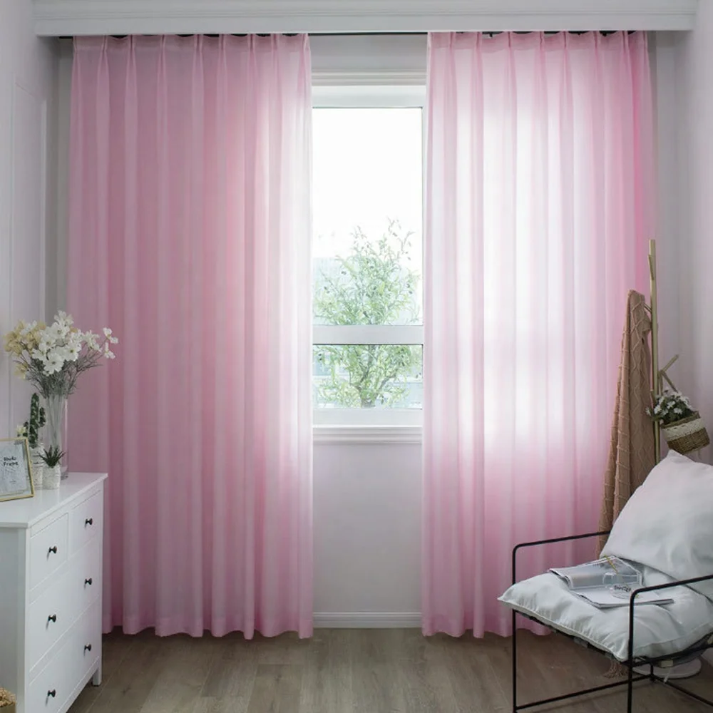 Solid cheap Chenille thin soft transparent white grommet rod pocket voile window glass door sheer wedding decoration curtains