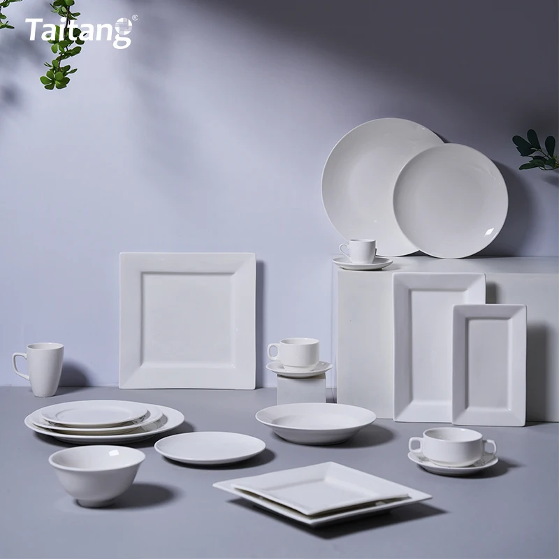 Wholesale Luxury Hotel Restaurant Collection Bone China Dinnerware Set with Rim Design