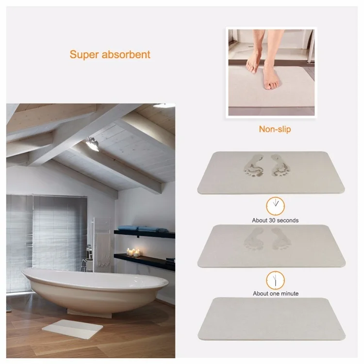 Manufacturer direct sales bath mat absorbent and anti slip diatomaceous earth carpet quick drying stone bath mat