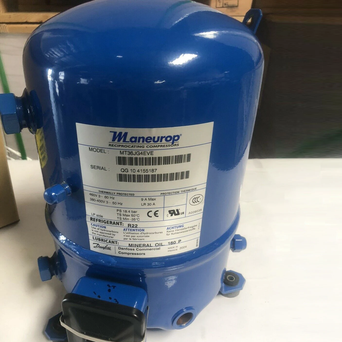 3 hp Maneurop Piston Compressor MT36 MT 36 With R22 Refrigerant  MTZ36 MTZ036 MTZ 36 With R404A Refrigent