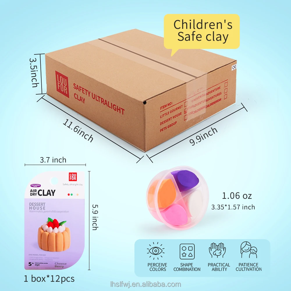 Kids 4 Colors/ card Dessert Series Soft Super Light Clay Kit Modeling Air Dry Polymer Clay For DIY Handmade Toys