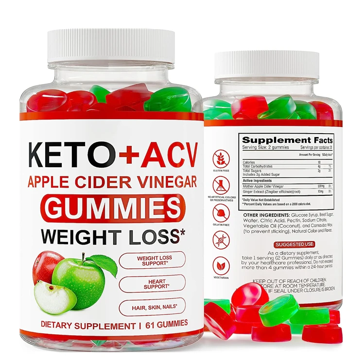 Private Label Vegan KETO Supplement Slimming Pills Small Waistline Gummies ACV Keto Apple Cider Vinegar Gummies