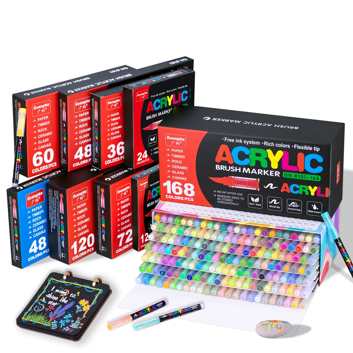 168 Colors Acrylic Marker Rock Painting Kit for Kids Children Stone Paint brush Set Ceramic Glass Wood DIY Crafts Art Supplies