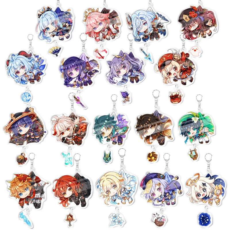 Anime Genshin Impact Game Character Double Sided Acrylic Keychain