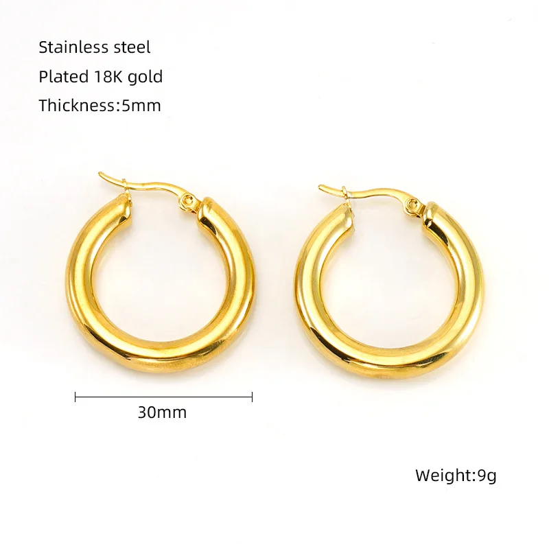 High End Fashion Stainless Steel Jewelry New Trendy Ear Ring 18k Gold Plated Big Tube Channel Hoop Earrings For Women 2022