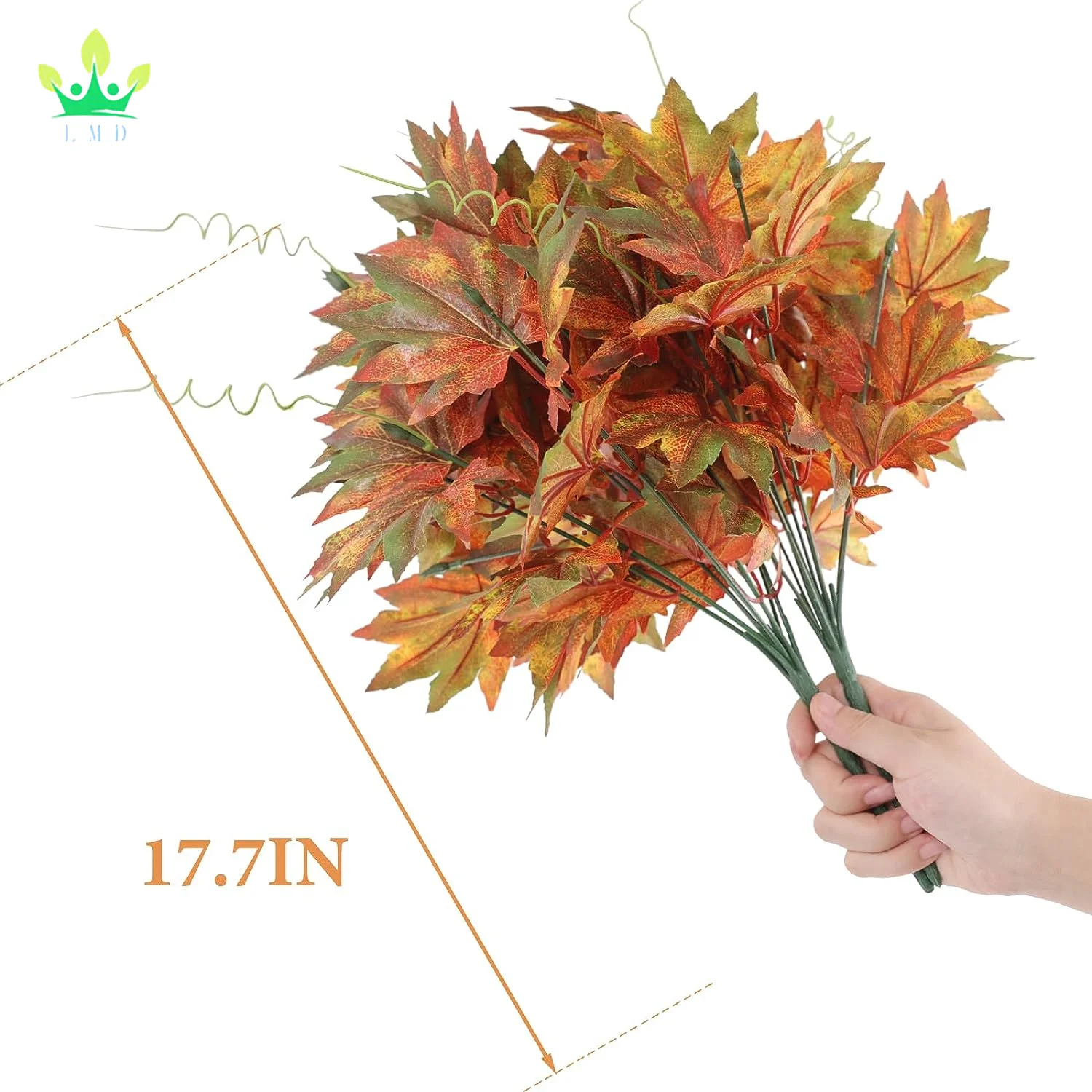 Artificial Silk Maple Leaf Shrubs Bushes Autumn Faux Plants with Stem for Indoor Outdoor Home Kitchen Wedding Thanksgiving Decor