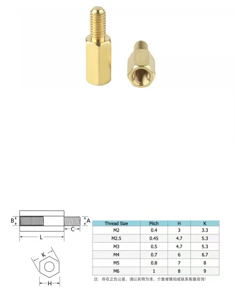 Custom metal brass nylon hex PCB standoff space plastic M2 M2.5 M3 M4 M5 hex standoff spacer