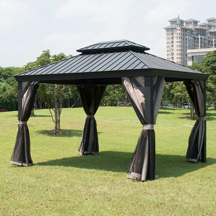 Usados 10X10 12 14 Ft Custom Fabric Colour Prefab Pavilion Shalter Iron Aluminium Garden Gazebo Tent Outdoor