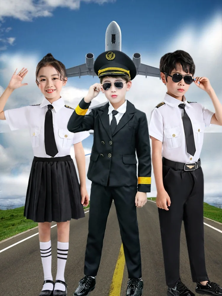 Design Cosplay Kids Airline Pilot Uniform For Performance Pilot Uniform Suit For Kids