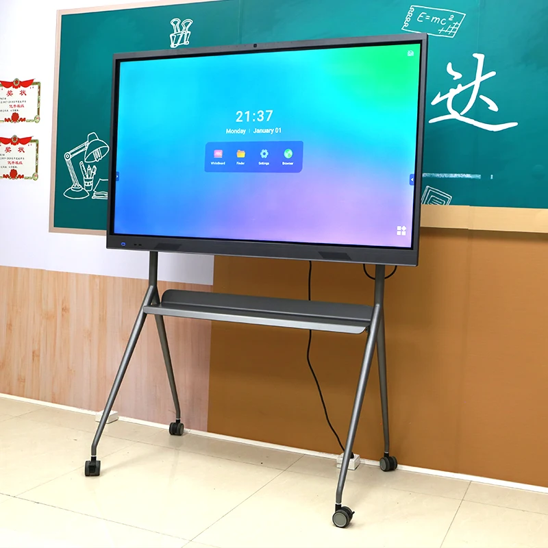 High brightness flat panel smart board dual system 75 inch interactive whiteboard flat panel