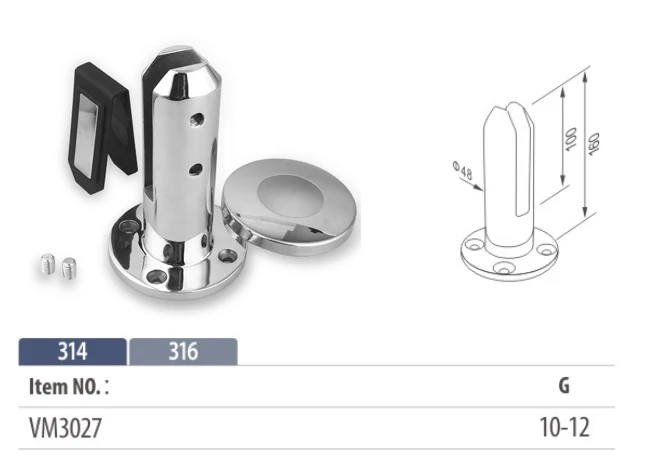 Easy Installation Stainless Steel Spigot Tube Handrail Railing Fitting Swimming Pool Railing Glass Railing for Outdoor