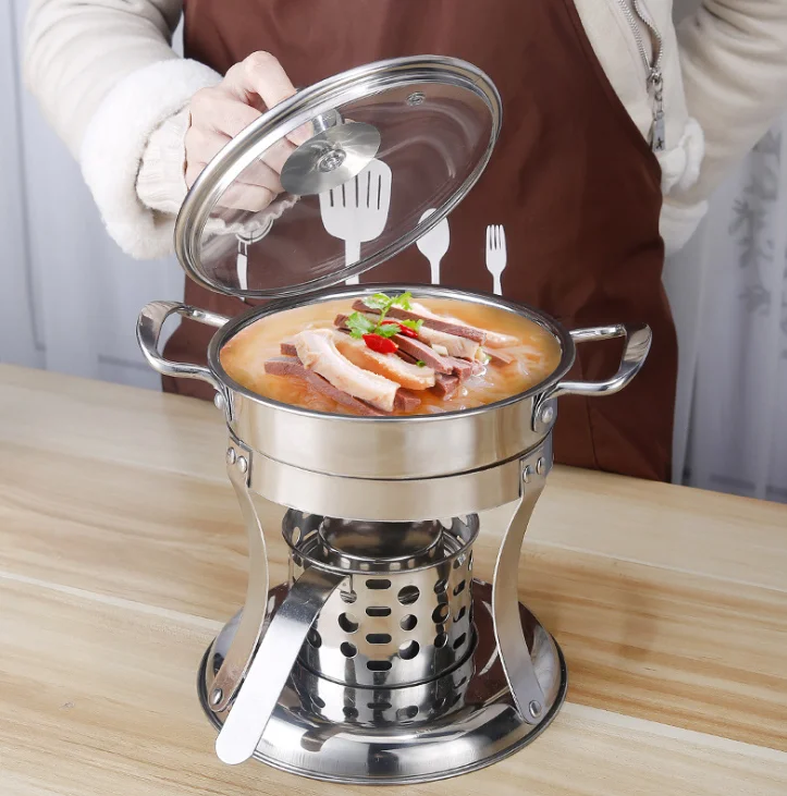 Multi-purpose Stainless Steel Alcohol Stove Small hotpot set Food Grade Metal Chafing Dish