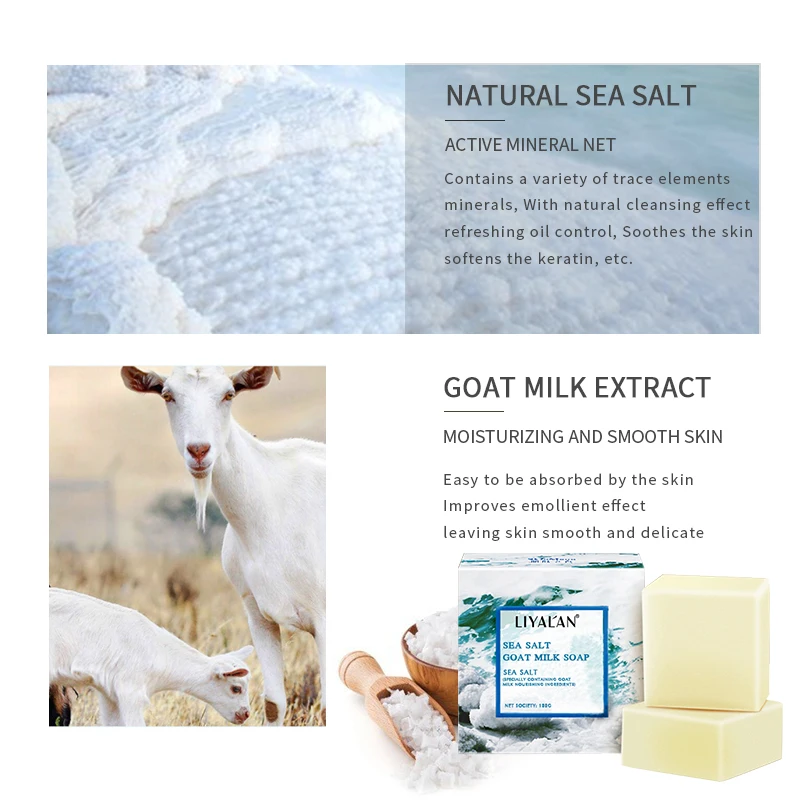 Wholesale Best Quality Natural Organic Whitening Nourishing Sea Salt Hand Made Goat Milk