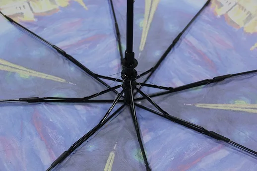 Eco-friendly Promotional Full Automatic Open 3 Folding Pongee Travel Windproof Bike Car UV Umbrella For Gift With Logo