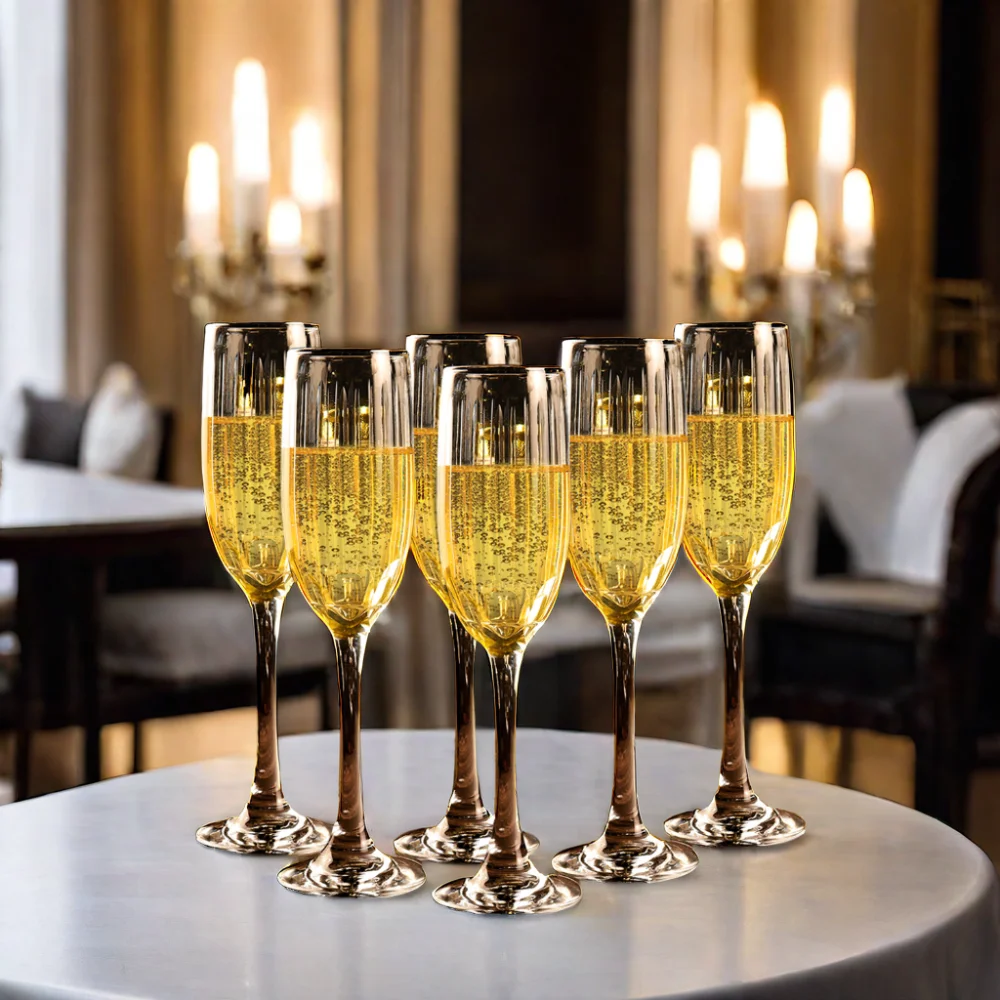Роскошные бокалы для бокалов 180 мл шампанского с кристаллами 8 унций