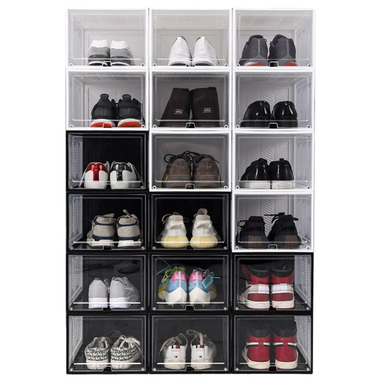 Side Open Door Steady home decor racks plastic shoe organizer stackable storage box under bed closet
