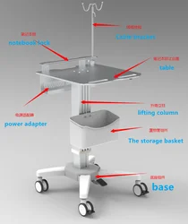 Medical laptop cart with lock  laptop trolley with keyboard