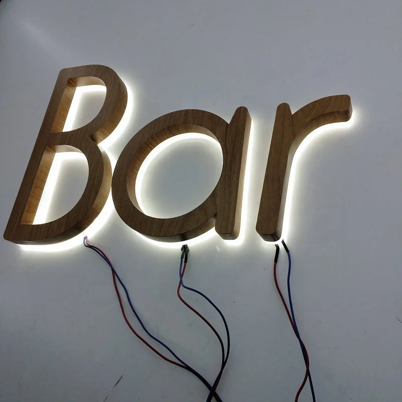 Custom logo business halo lit stainless steel 3D channel letters illuminated signage metal shop sign board