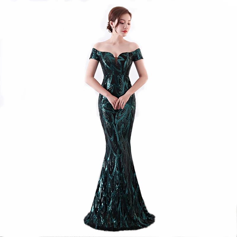 
 Оптовая продажа, длинное Коктейльное Вечернее Платье макси с открытыми плечами и блестками  