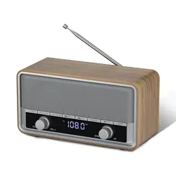 Vofull China Manufacturer Retro AC Powered or Battery Operated Stereo AM/FM Radio with Clock Display