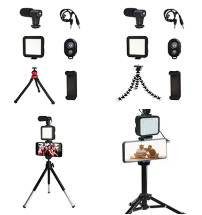 Фотографическое освещение со штативом и микрофоном перезаряжаемый vlogging Light kit для смартфона Vlogging