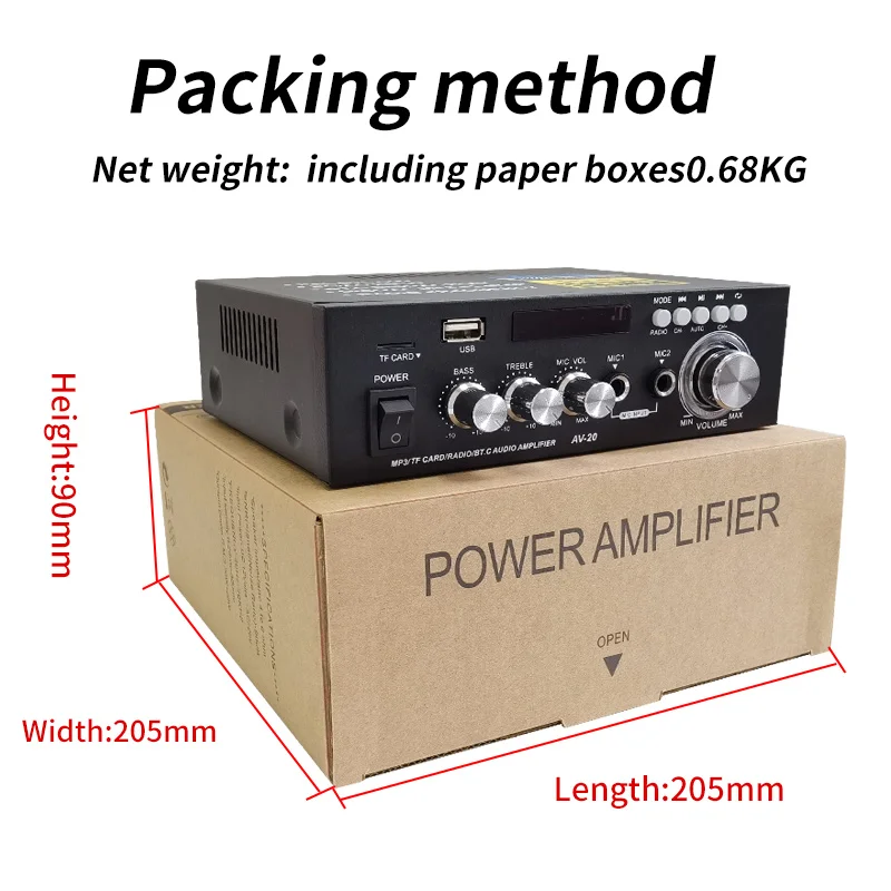 Professional Digital Power Home Theater Audio Speaker System USB/TF/Mixer Bluetooth 4ohm 8ohm Impedance with AC Supply