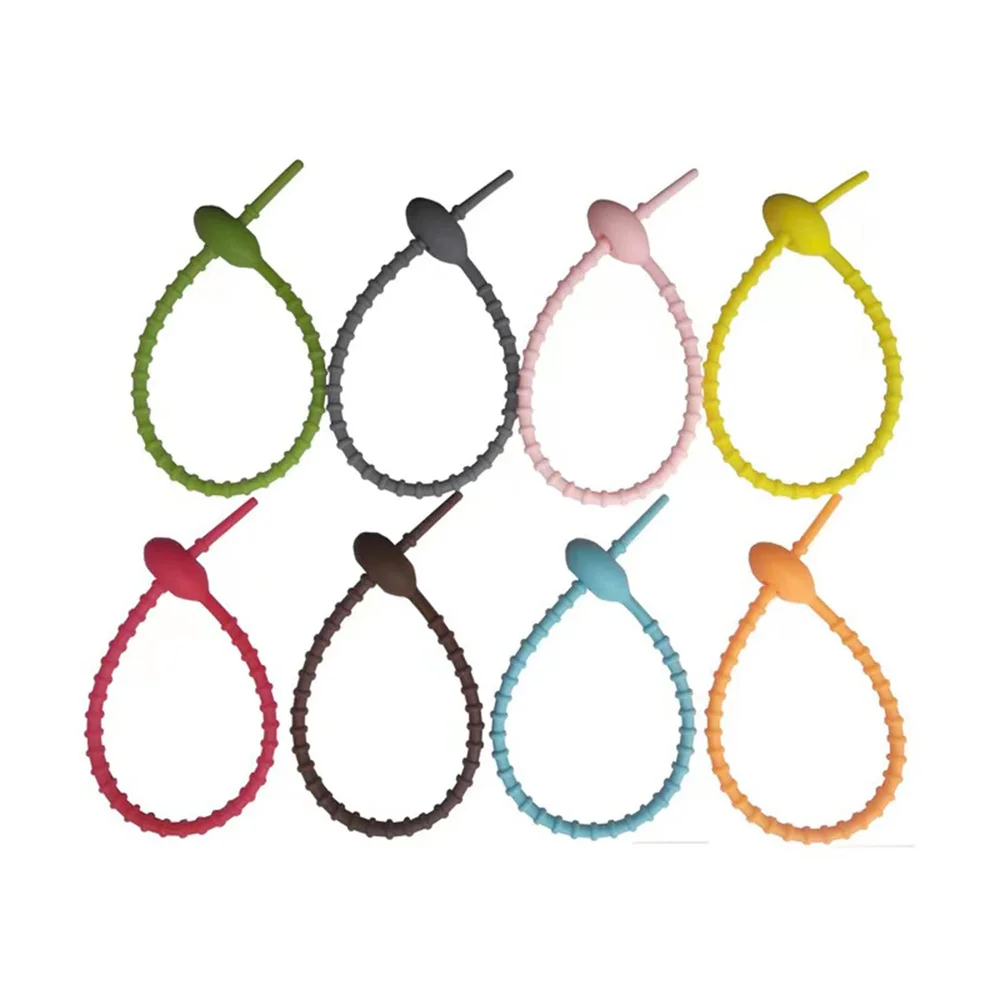 Reusable Elastic Twist Ties Multi Purpose Zip Ties Colorful Silicone Ties Bag Clip