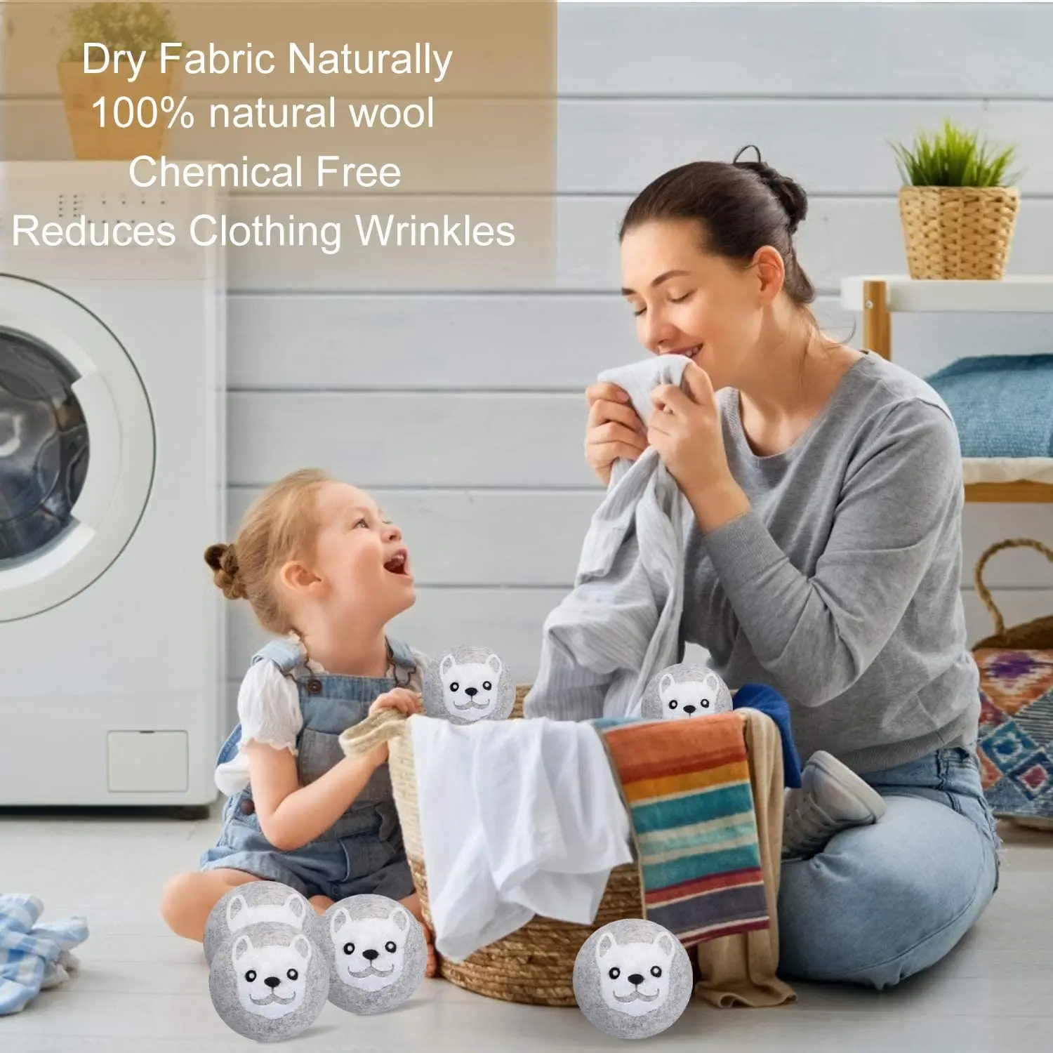 Wool Dryer Balls 6 Pack XL Laundry Balls for Reducing Wrinkles
