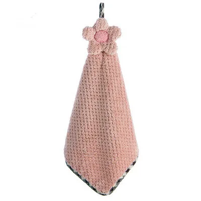 
Lint-Free Cleaning Cloth Cleaner Kitchen Absorbent Dishcloth Coral Velvet Flower Hand Towels Bathroom Hanging Towel 
