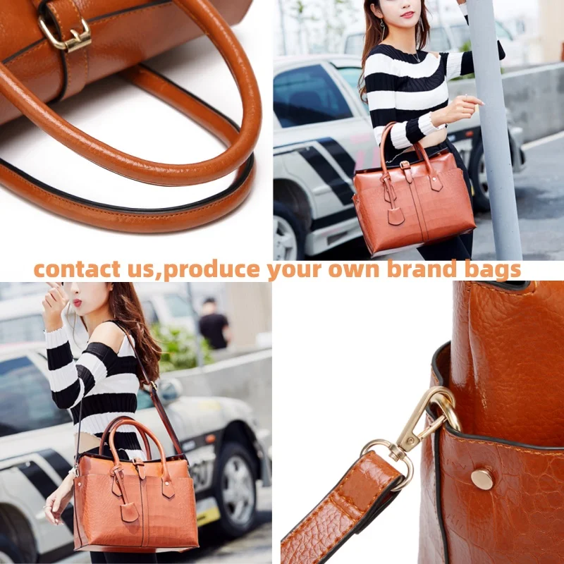 custom low moq wholesale fashion purses crocodile leather bag ladies tote handbags with strap