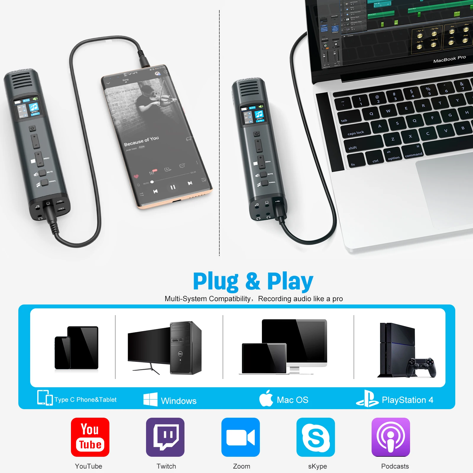 OEM Заводской микрофон изоляционный щит профессиональный конденсаторный USB Студийный микрофон для youtube и прямой трансляции