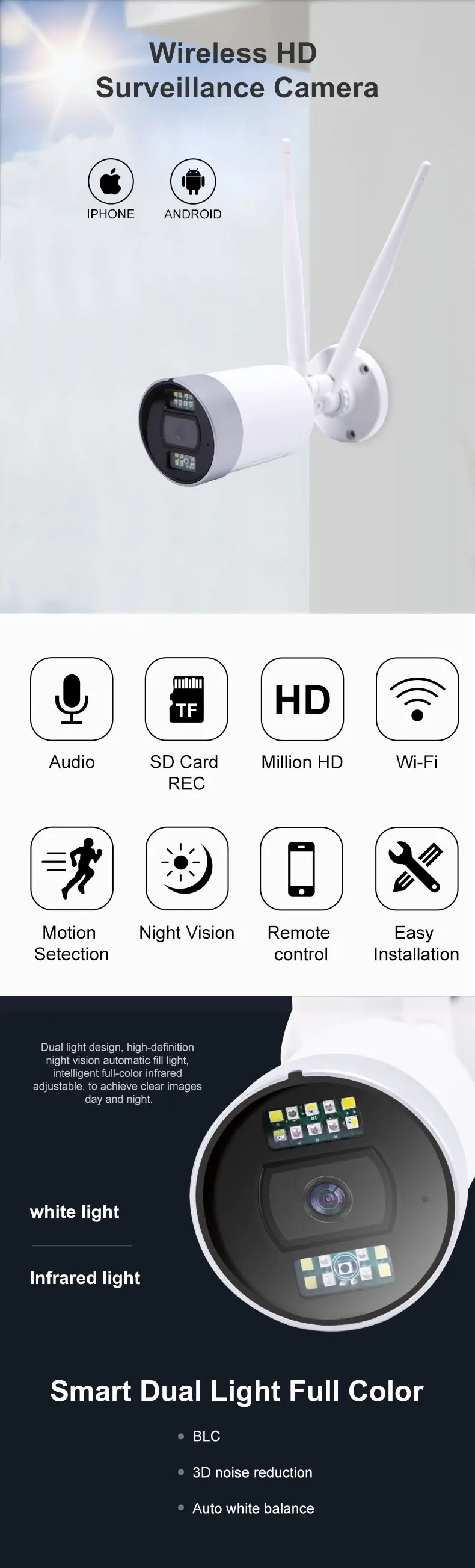 Power Save Wifi ip camera 2.4G/5Ghz infrared night vision waterproof outdoor indoor home surveillance TUYA camera