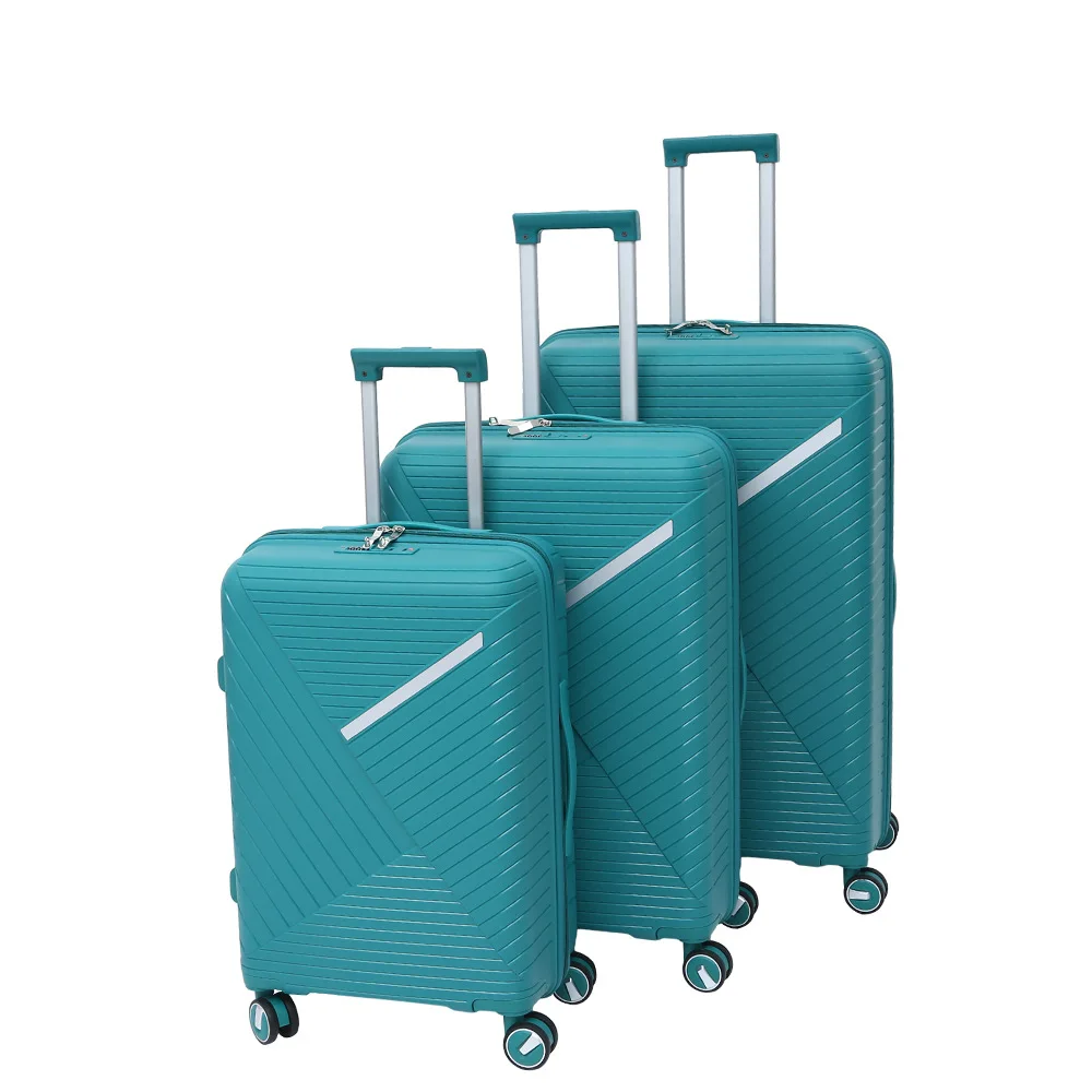 luggage set pp big capacity suitcase double wheel and smooth zipper travel pp luggage yellow suitcase sets
