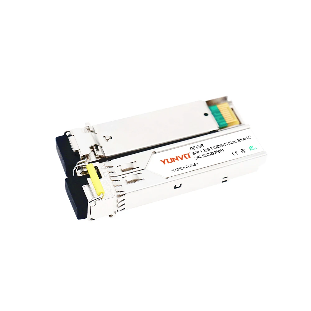 YUNVO SFP 1.25g BIDI Optical Module 1310nm tx/1550nm rx 20km LC Transceiver