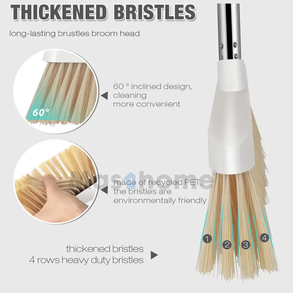 Masthome Professional Supplier Home Office Kitchen Pet Bristle Broom Fiber Ceiling Broom And Dustpan Set