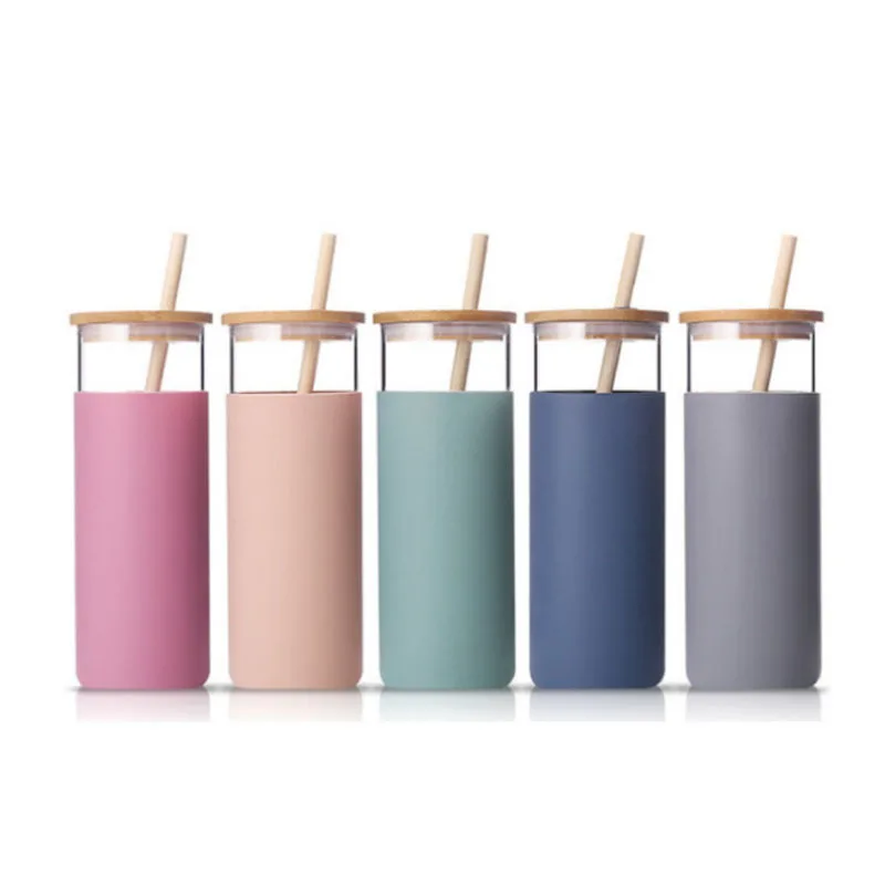 Sustainable Borosilicate Drinking Glass Cup 500ml with Bamboo Lid Espresso Cup Glass