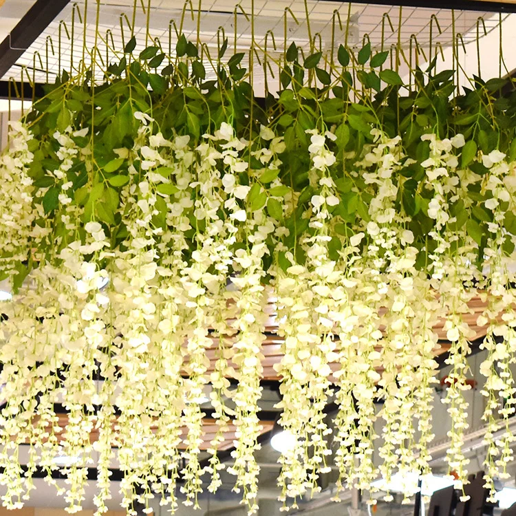 Artificial Wisteria Vine Rattan Hanging Garland Silk Flowers String Home Party Wedding Decor