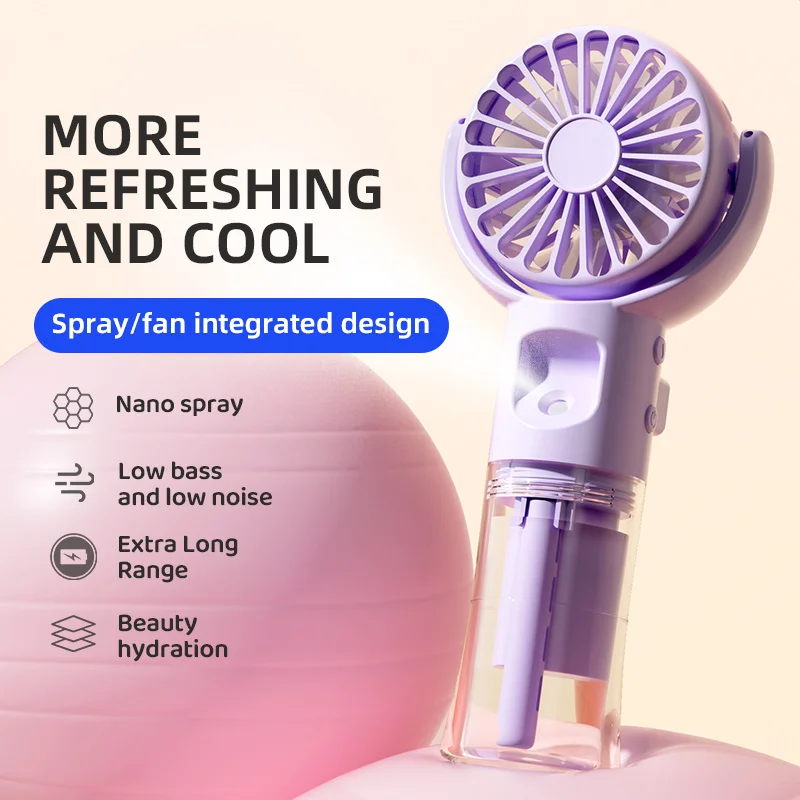 New Design patent factory Portable Water Spray Mist Fan Electric USB Rechargeable Handheld Water Mist Fan